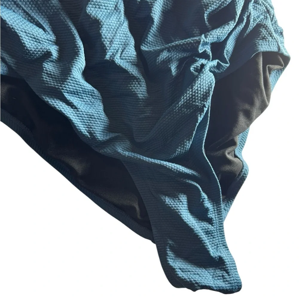 Kona Sol Women's Swimsuit Size 24W Teal Keyhole Back Ruched Center Adj‎ Straps